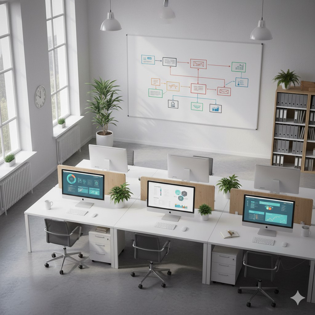 Escritório com computadores